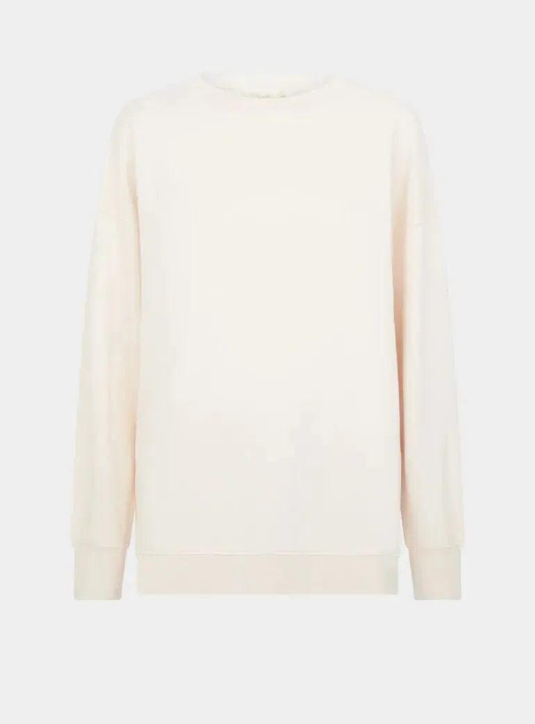 Salix Blossom-Embroidered Ethical-Cotton Sweatshirt - Shoreline Peach