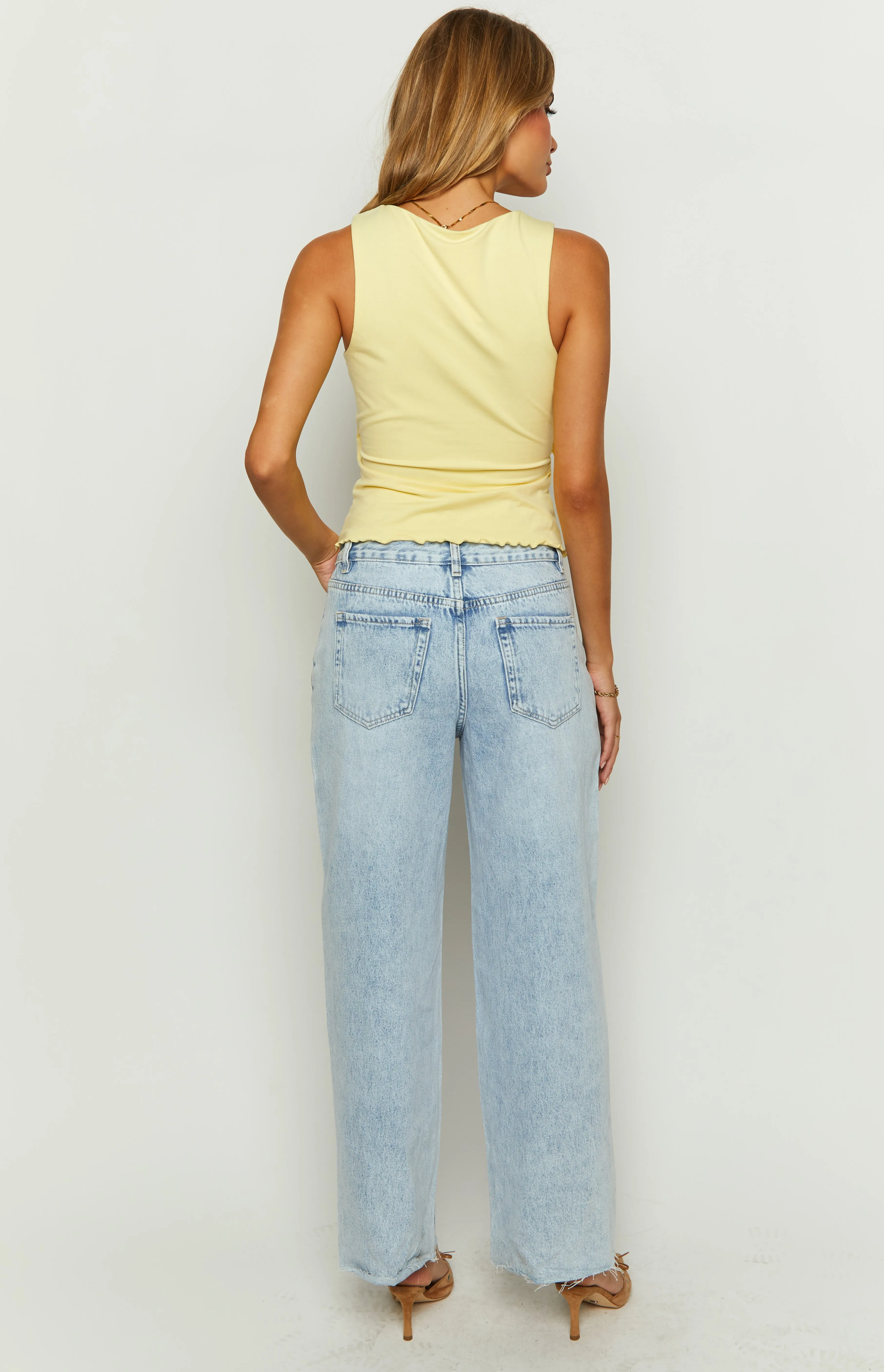 She's Yours Light Wash Denim Wide Leg Boyfriend Jeans