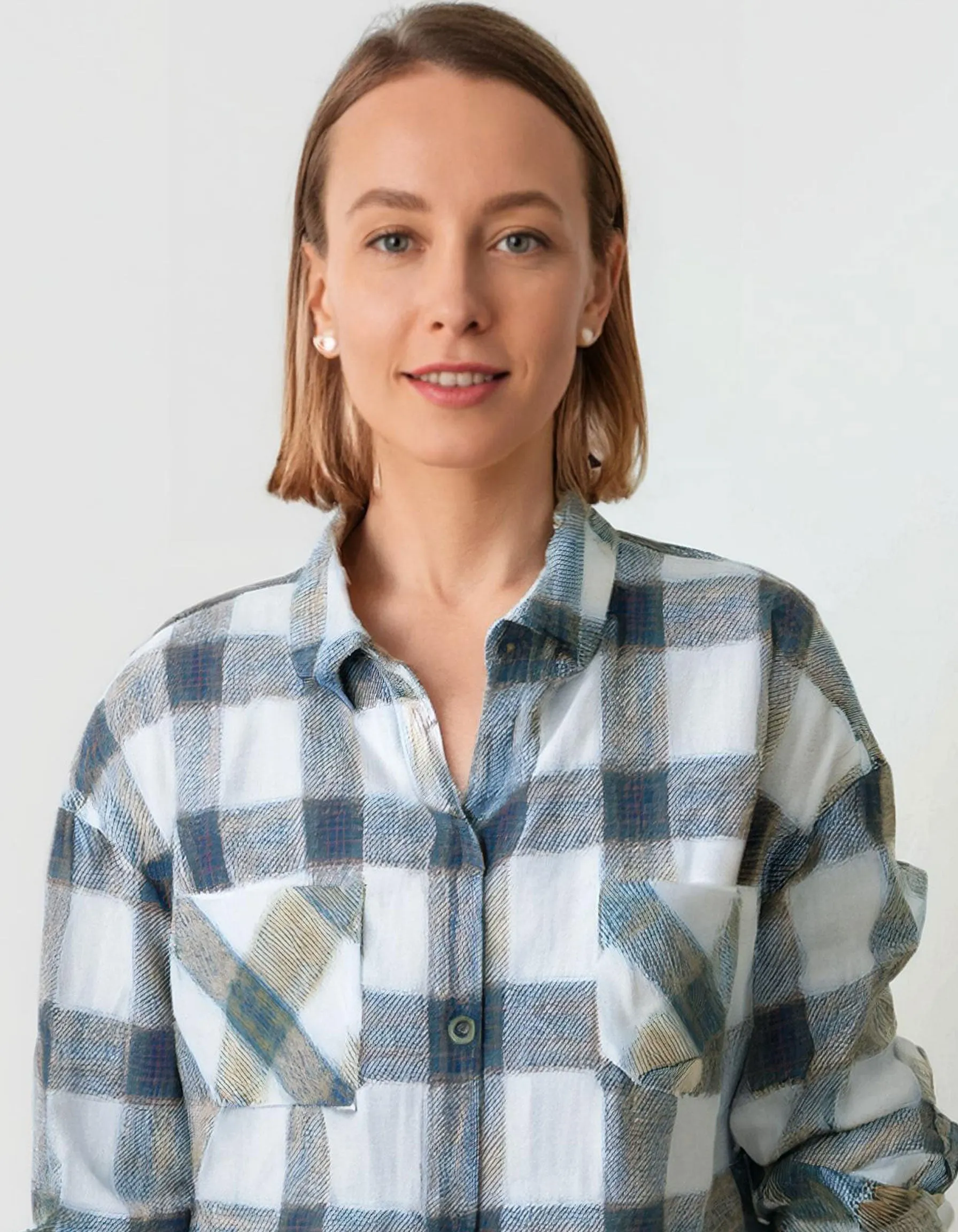 Sky Blue Gingham Flannel Shirt