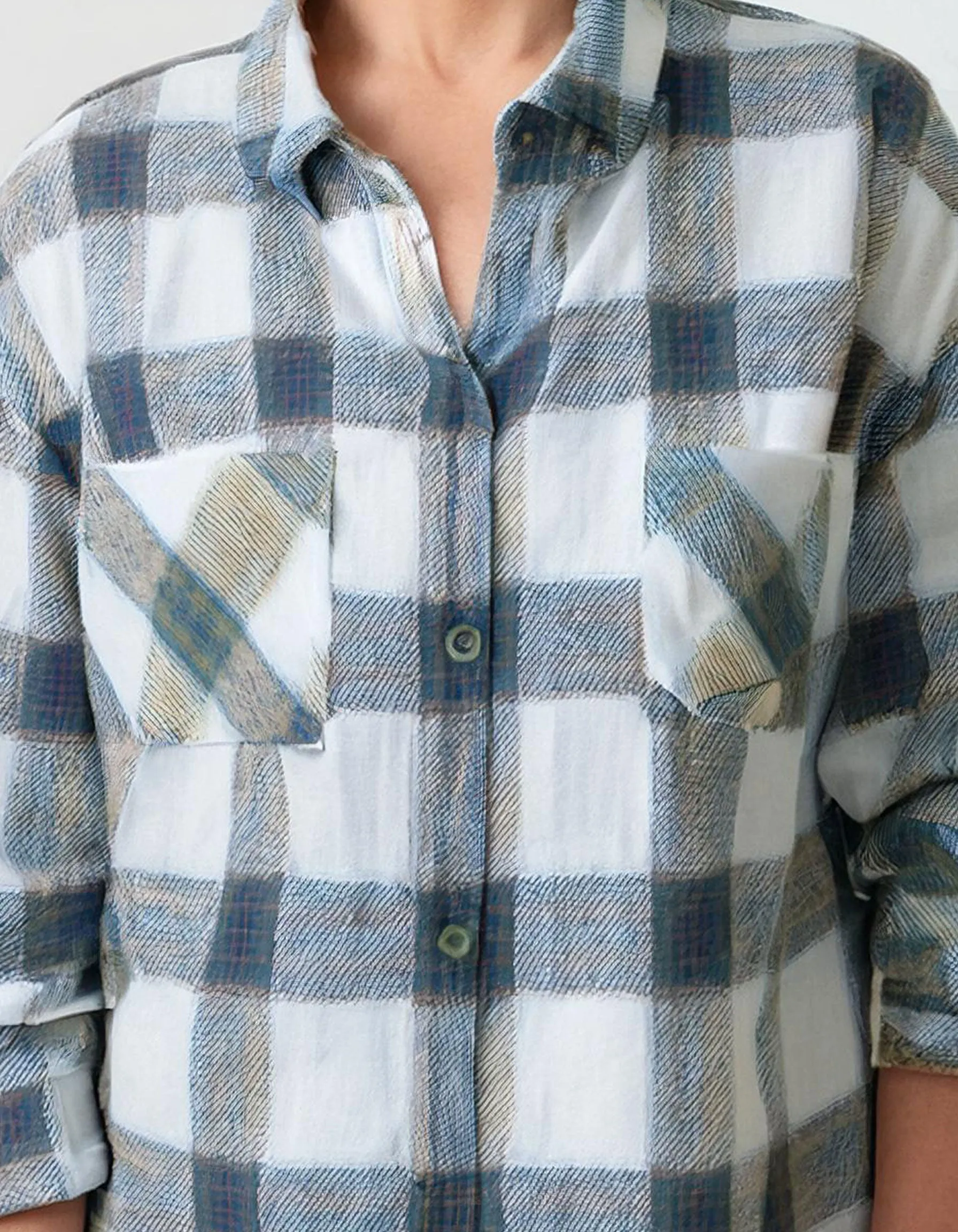 Sky Blue Gingham Flannel Shirt