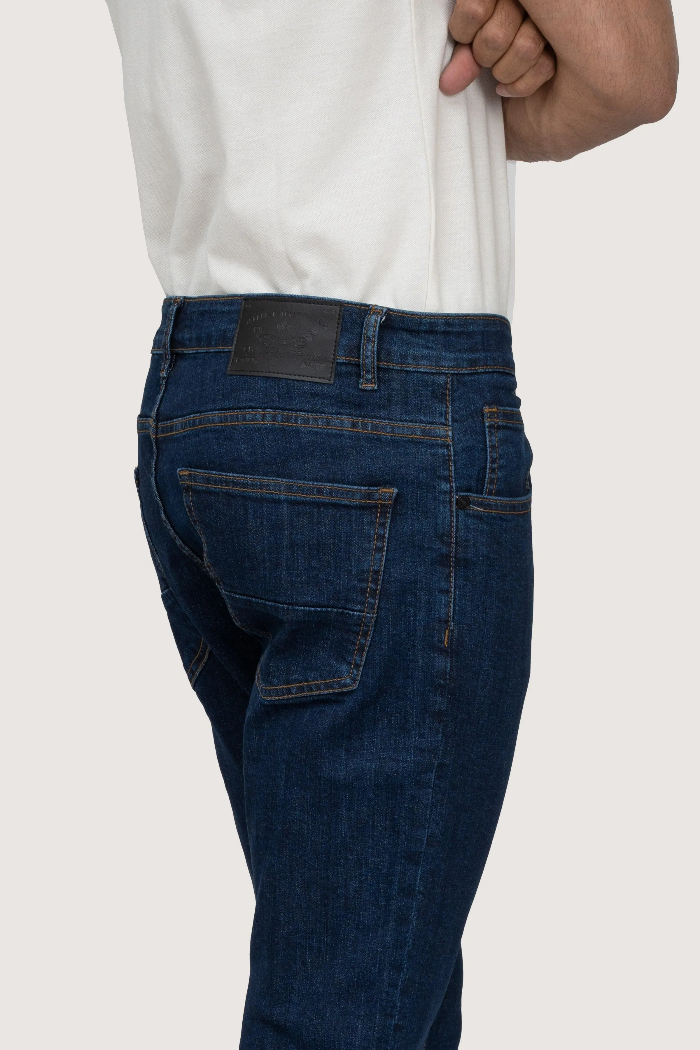 SLIM LEG DENIM JEANS DARK BLUE