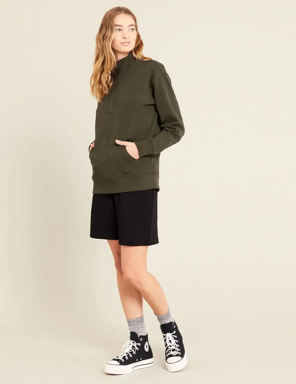 Unisex Dark Olive Quarter Zip Sweater