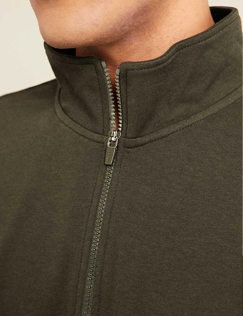 Unisex Dark Olive Quarter Zip Sweater